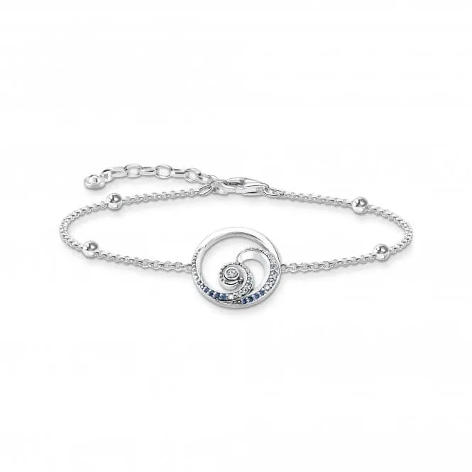 Sterling Silver Wave Blue Stones Bracelet A2045-644-1-L19V