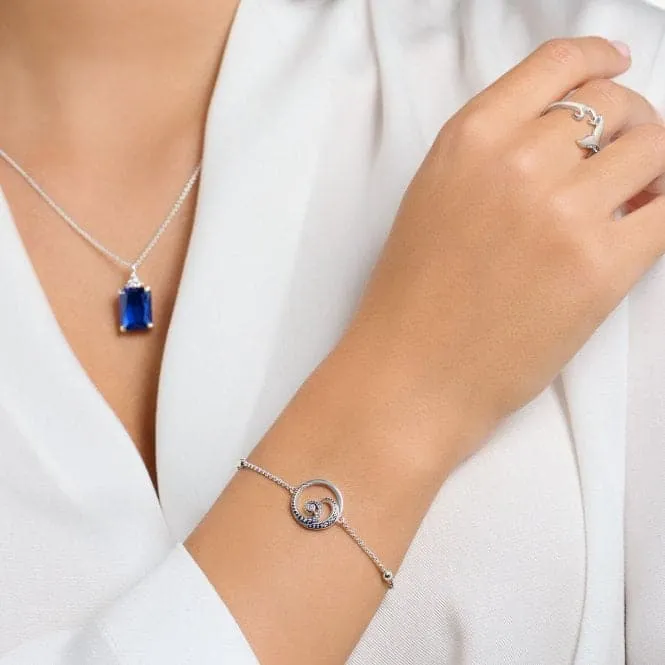 Sterling Silver Wave Blue Stones Bracelet A2045-644-1-L19V