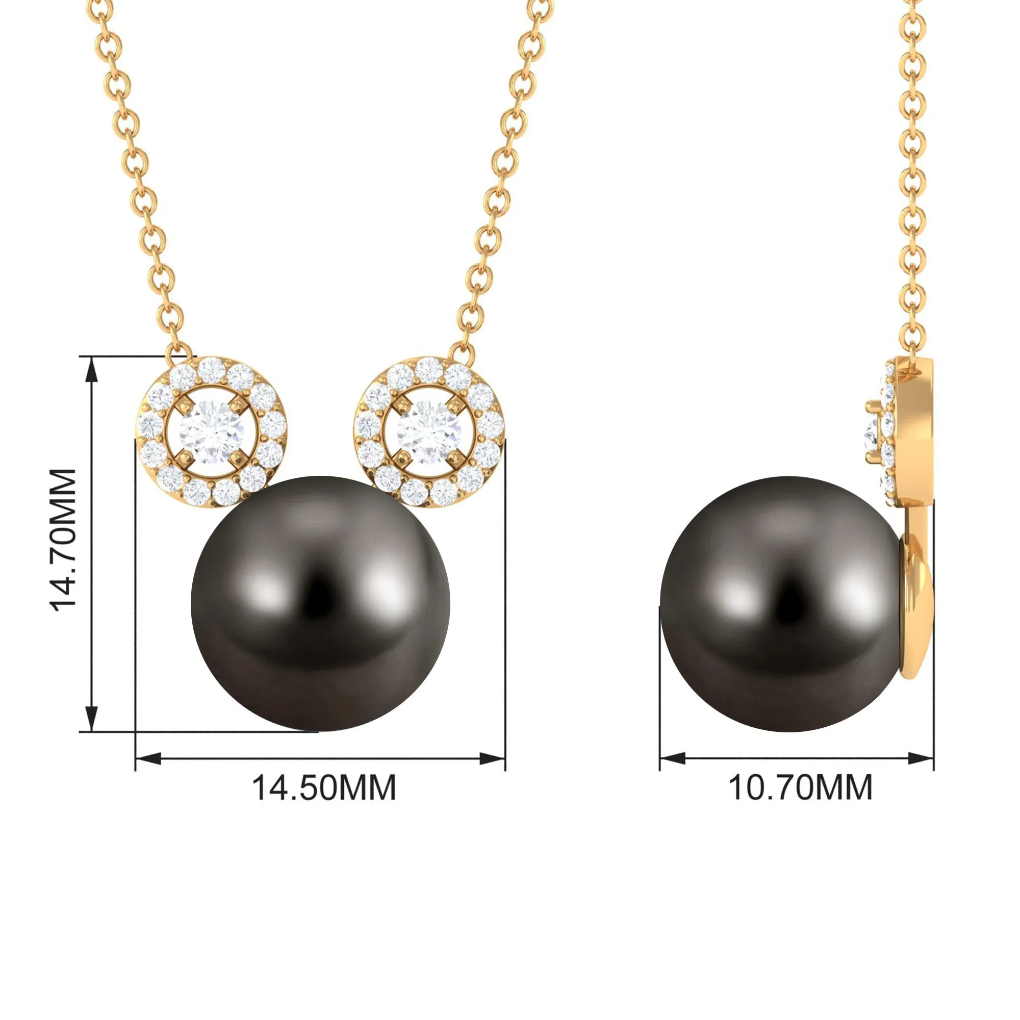 Tahitian Pearl and Diamond Mickey Necklace