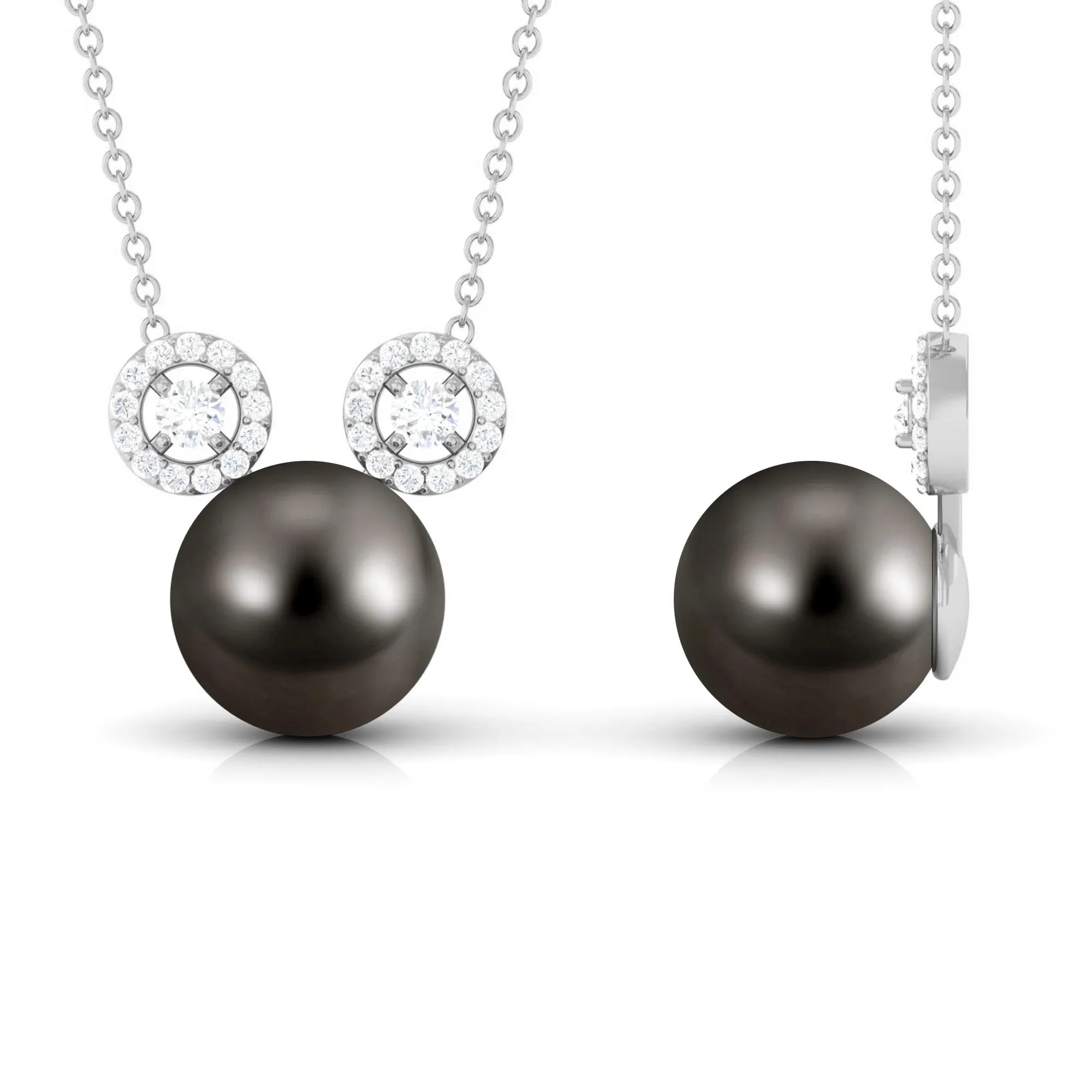 Tahitian Pearl and Diamond Mickey Necklace