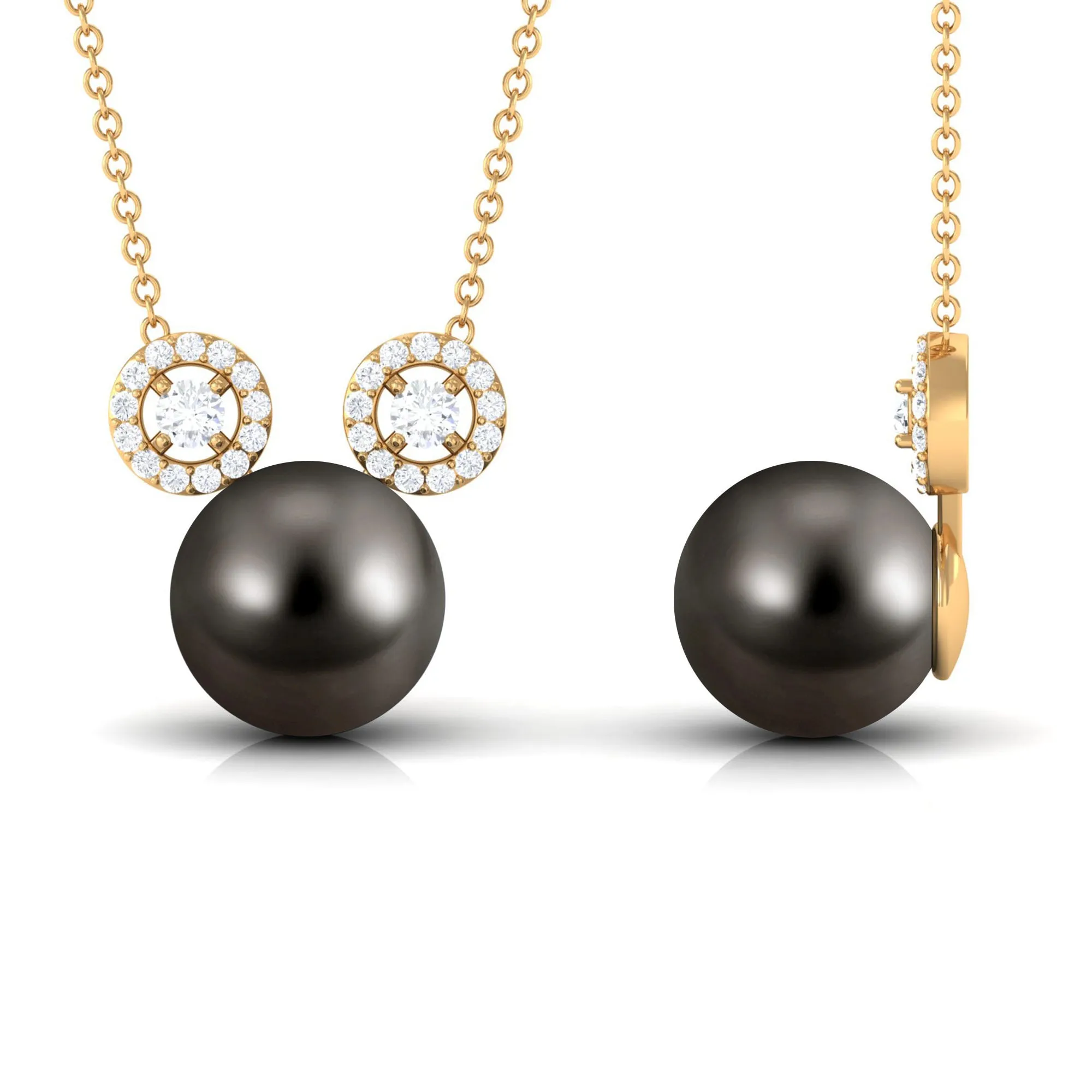 Tahitian Pearl and Diamond Mickey Necklace