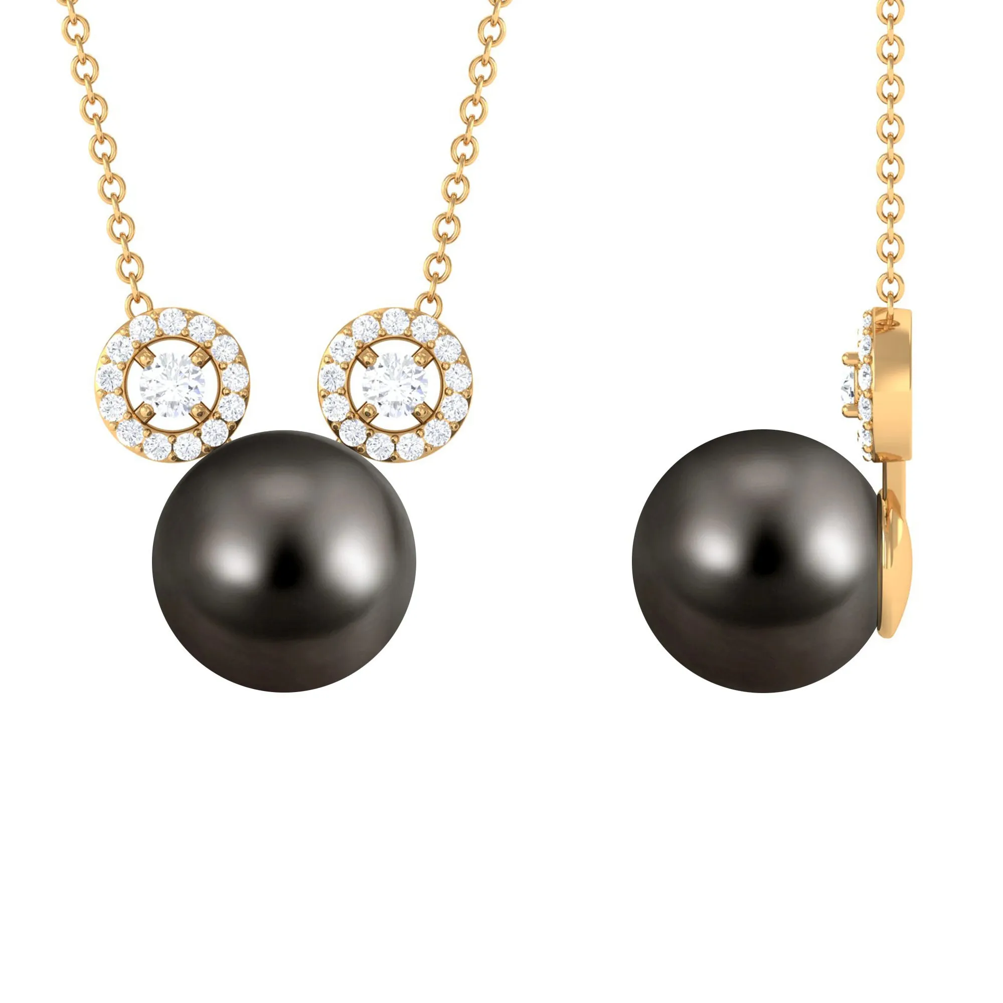 Tahitian Pearl and Diamond Mickey Necklace