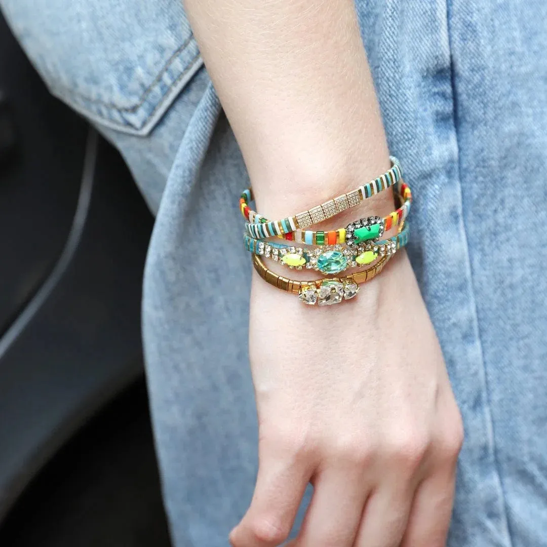 TAI Aqua Gleam Pave Tila Stretch Bracelet