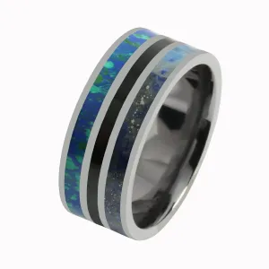 Tantalum with Opal, Lapis Lazuli and Onyx Wedding Ring Flat 10mm