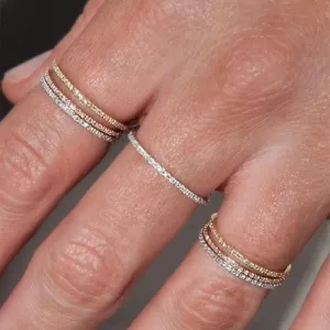 Tiny Delicate Micro Pave Zircon Rings For Women Trendy Chic Crystal Daily Dating Women's Stackable Ring Fashion Jewelry R133