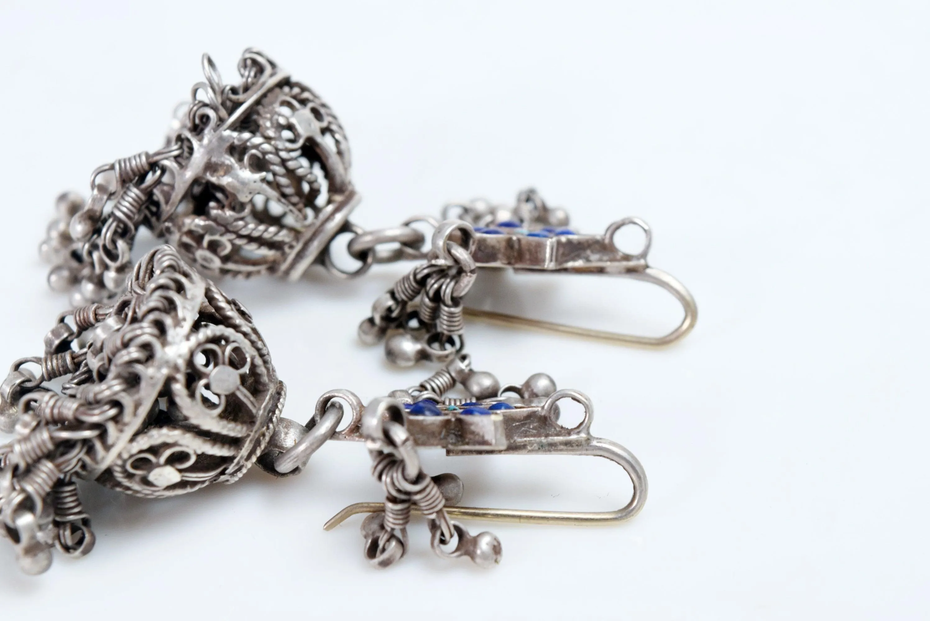 Vintage Silver Kashmiri Dangle Jumka Earrings