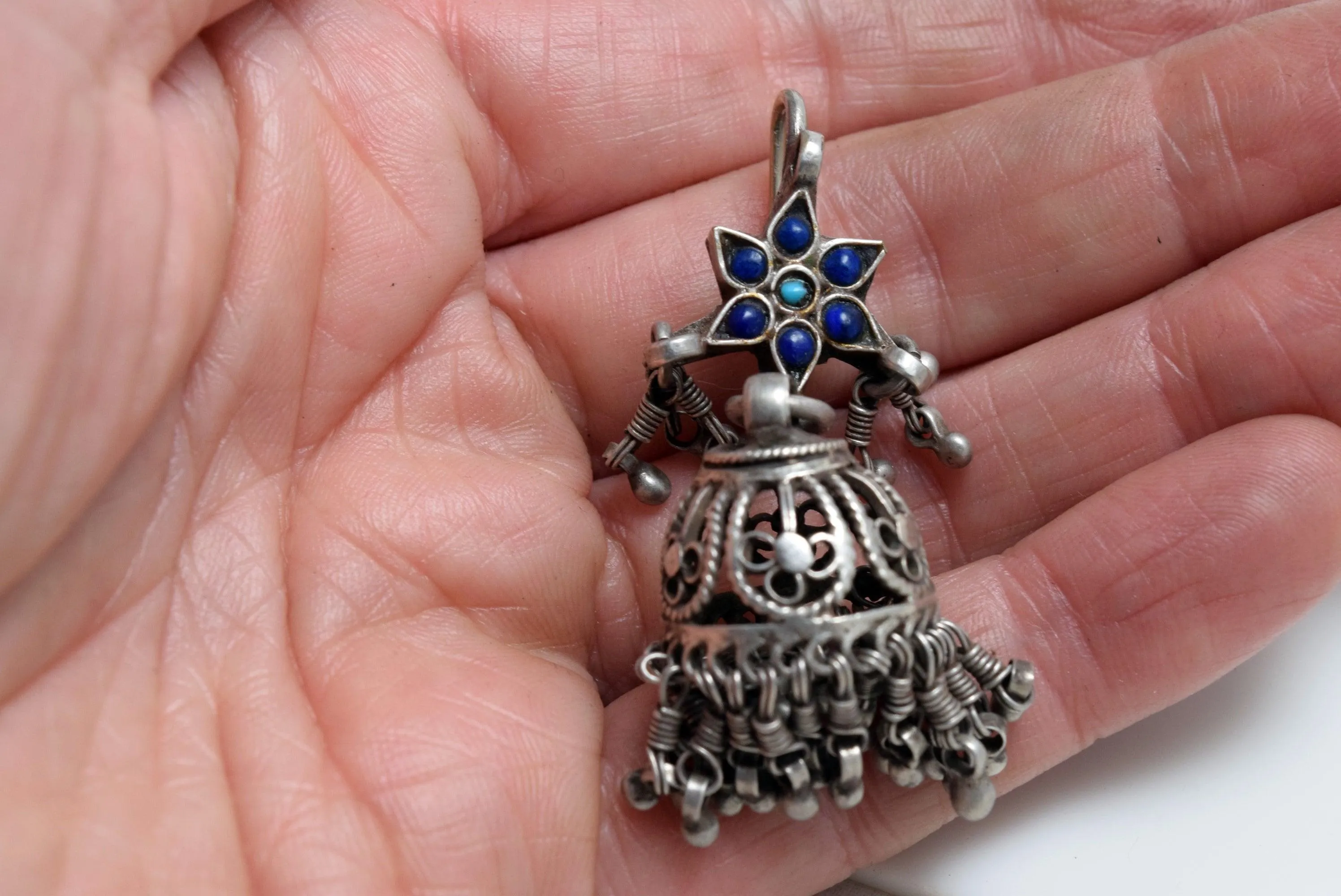 Vintage Silver Kashmiri Dangle Jumka Earrings
