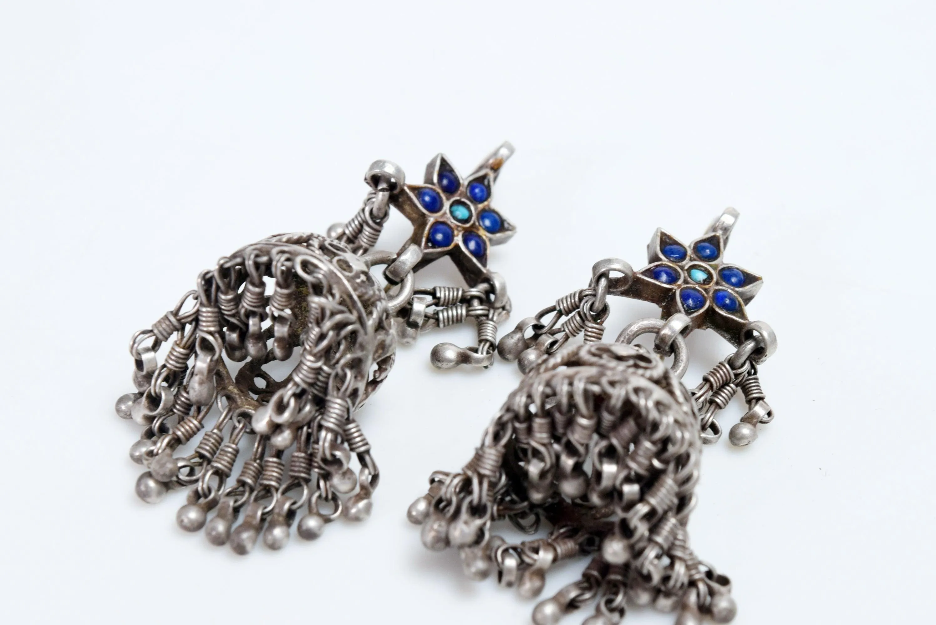 Vintage Silver Kashmiri Dangle Jumka Earrings
