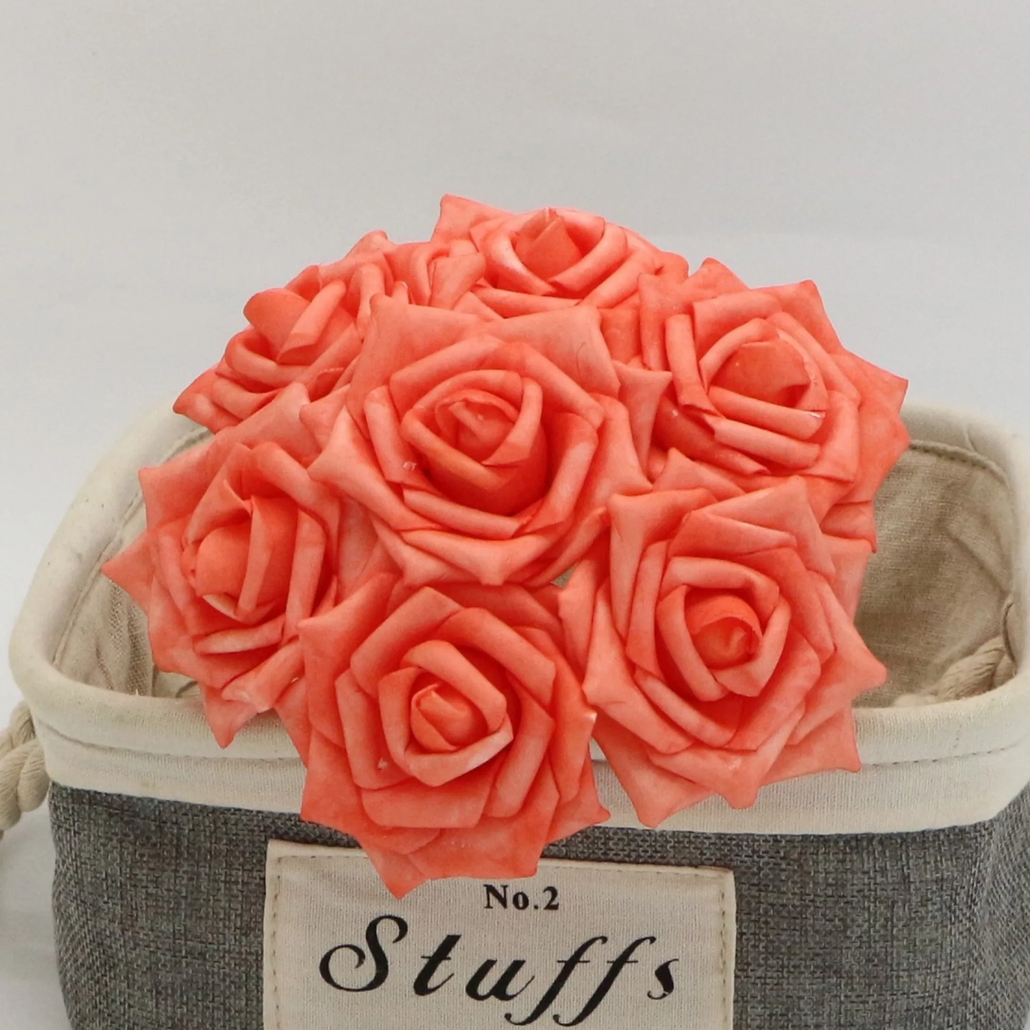 Wedding Flower Decor Coral Orange Roses Artificial Flowers