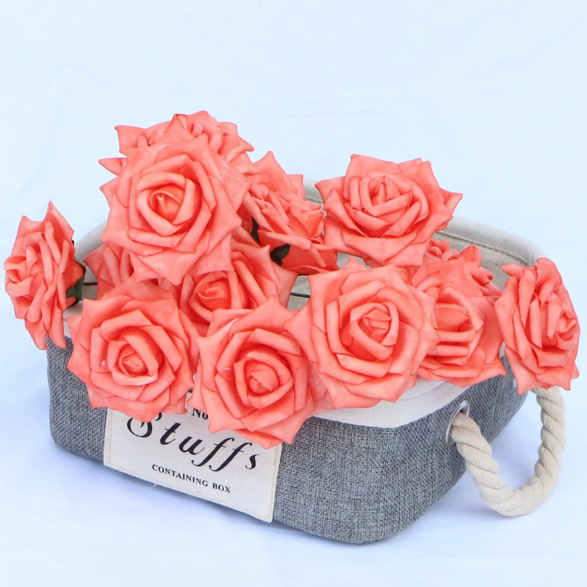 Wedding Flower Decor Coral Orange Roses Artificial Flowers