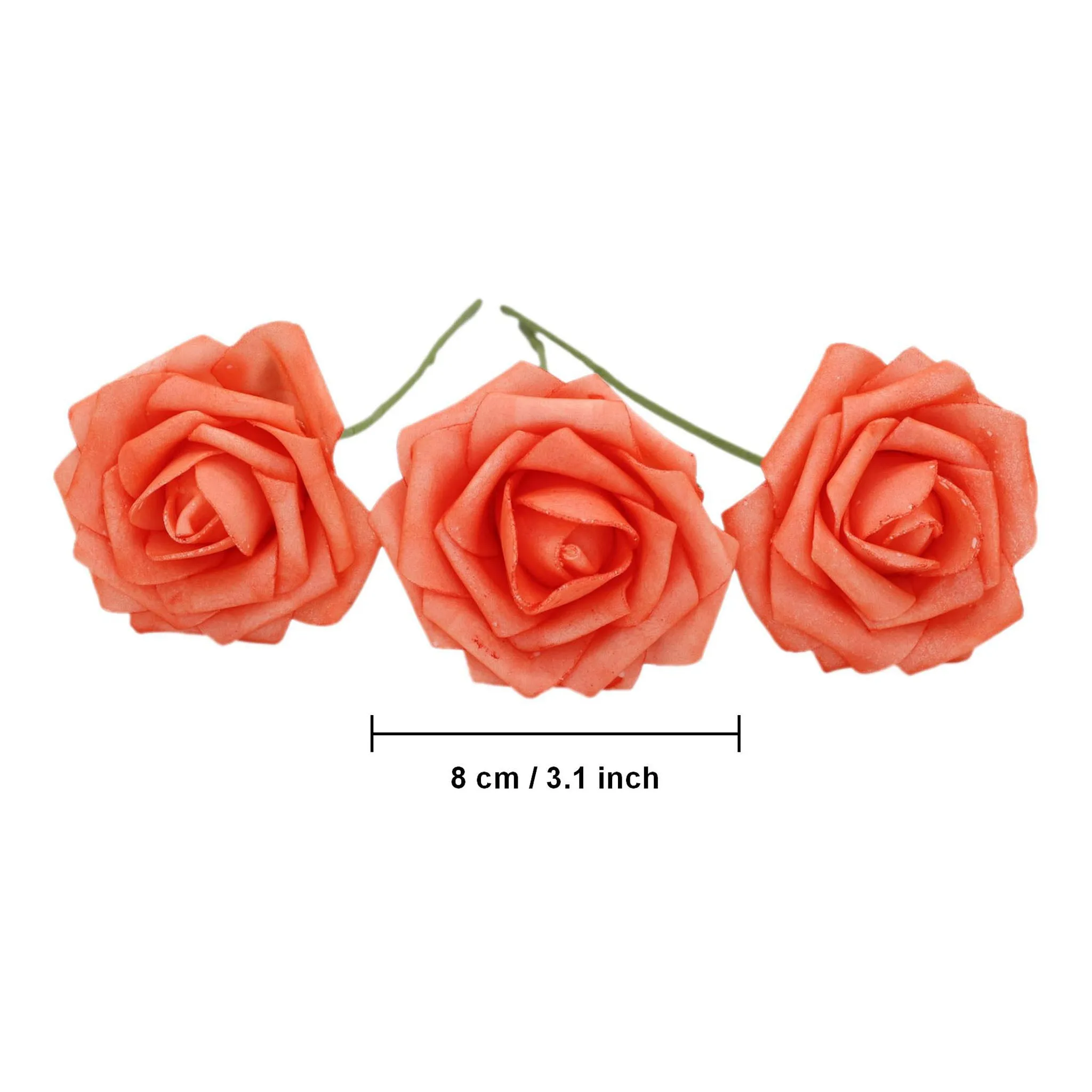 Wedding Flower Decor Coral Orange Roses Artificial Flowers