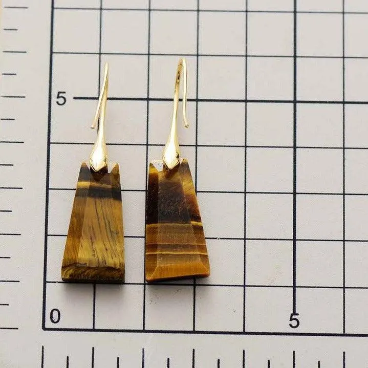 'Wiluray' Tiger Eye Earrings - gold