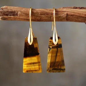 'Wiluray' Tiger Eye Earrings - gold