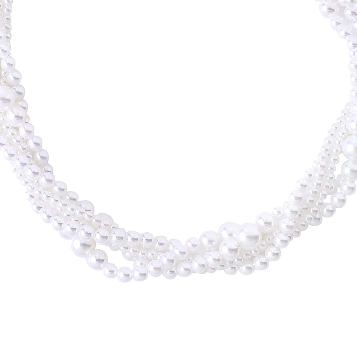 Yellow Chimes Necklace for Women and Girls Fashion White Pearl Necklace for Women Twisted Multi Layer Pearl Choker Necklace for Girls | Birthday Gift for girls and women Anniversary Gift for Wife