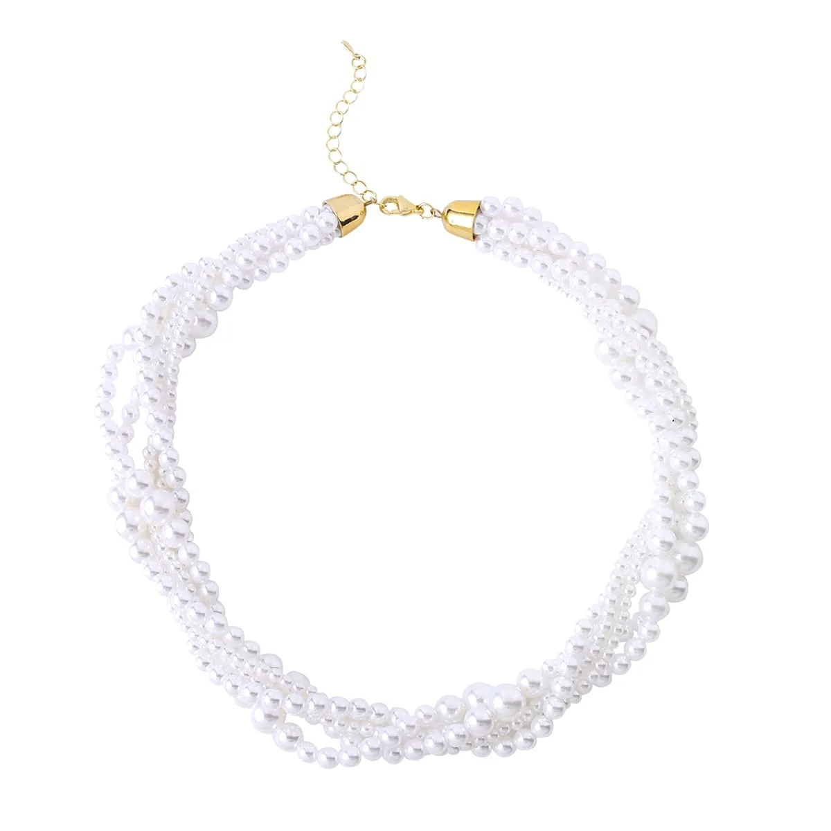 Yellow Chimes Necklace for Women and Girls Fashion White Pearl Necklace for Women Twisted Multi Layer Pearl Choker Necklace for Girls | Birthday Gift for girls and women Anniversary Gift for Wife