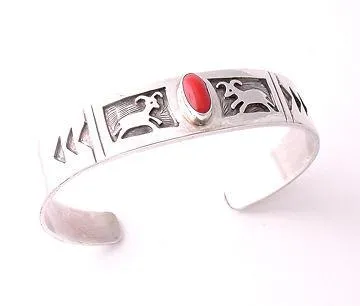 ZBM  Bighorn Sheep Bracelet Coral by Erick Begay CD60S